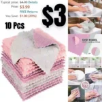 10 Pcs Kitchen Dish Cloths Set, Bamboo Fiber Dishcloth Towels. Reusable and Absorbent Dish Cloths
