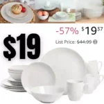 10 Strawberry Street Simply Coupe 16 Piece Dinnerware Set, White