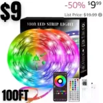 100FT Smart LED Strip Lights (2 Rolls of 50ft), RGB Strip Lights Sync to Music with 40 Key Remote Controller LED Lights for Bedroom