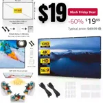 120 inch Projector Screen, Smonet Outdoor Projector Screen 169 Foldable Anti-Crease Projection