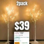 2-Pack 4FT Lighted Birch Tree Birch Christmas Tree for Indoor