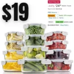 24-Piece Superior Glass Food Storage Containers Set – Newly Innovated Hinged Locking lids