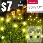 2pack Solar Garden Lights, 10 LED Solar Firefly Lights Warm White