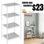 4-Tier Bookshelf, Slim Shelving Unit for Bedroom, Bathroom, Home Office, Tempered Glass