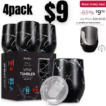4pack Stainless Steel Wine Glass Set- Insulated Tumblers Keep Drinks Hot