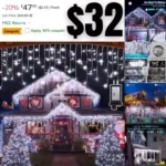 82 FT Outdoor Christmas Lights with 176 Drops, Christmas Decorations Fairy Lights 616 LED