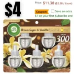 Air Wick Plug in Scented Oil Refill, 5 ct, Brown Sugar and Vanilla, Air Freshener, Essential Oils