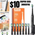 Bitvae Electric Toothbrush for Adults – Ultrasonic Electric Toothbrushes with 8 Brush Heads