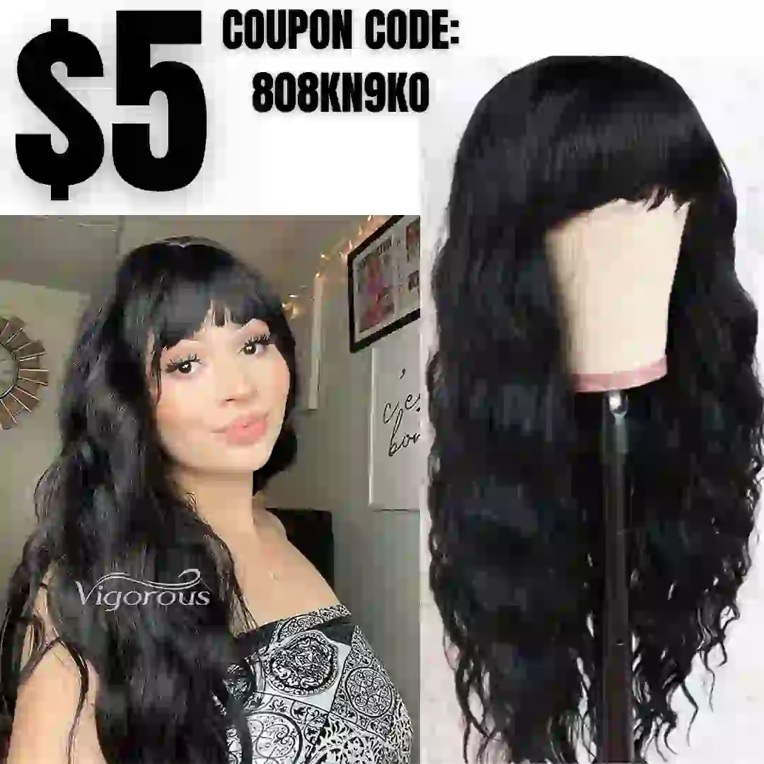 Black Wig with Bangs Synthetic Long Black Wigs for Women Natural Wigs with Bangs
