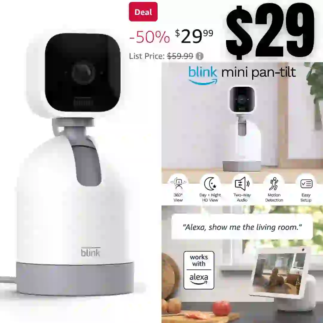Blink Mini Pan-Tilt Camera  Rotating indoor plug-in smart security camera