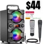 Bluetooth Speaker Portable Wireless Speakers with Double Subwoofer Heavy Bass, FM Radio