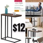 C-Shaped End Table, for Living Room, Bedroom, Small Spaces