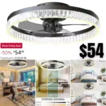 Ceiling Fans with Lights, Flush Mount Low Profile Ceiling Fan Light, Timing with Dimming LED Remote Control 6 Wind Speeds 5 Reversible Invisible Blades