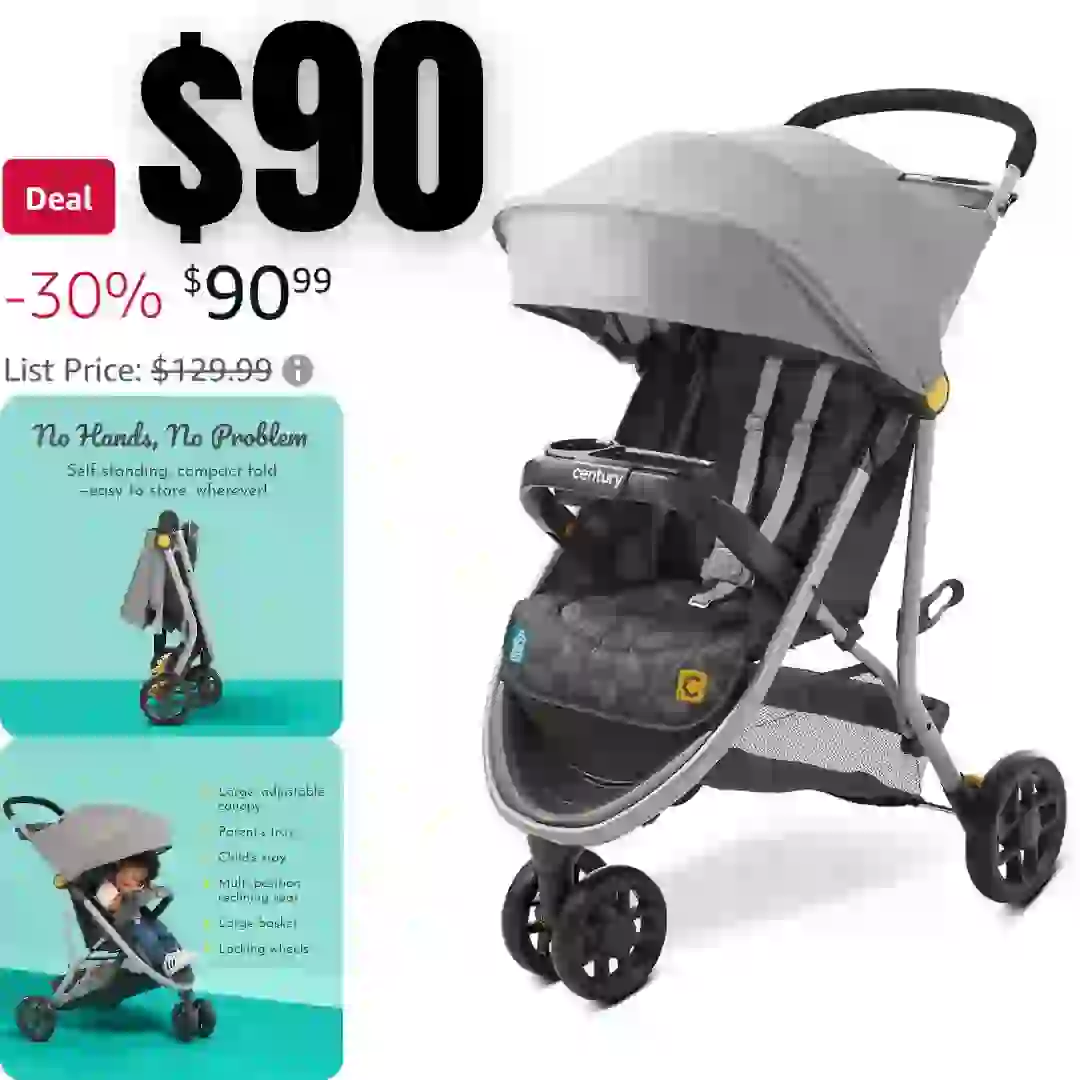 Century Stroll On 3-Wheel Lightweight Stroller, Metro