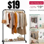 Clothes Rack with Wheels, Portable Metal Garment Coat Rack Organizer, Rolling Clothing Rack for Hanging Clothes, with Dense Mesh Storage Shelf,