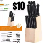 Cooking Knife Set – Black Stainless Steel Sharp Knife Set – Professional Cooking Kitchen Knives Set