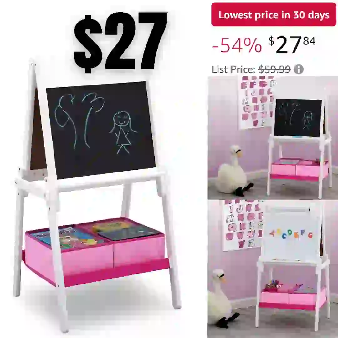 Delta Children MySize Kids Double-Sided Storage Easel -Ideal for Arts