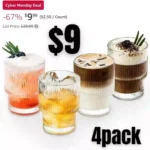 Drinking Glasses 6 oz, Glass Cups Set of 4, Coffee Bar Accessories