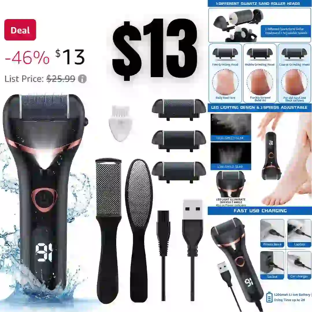 Electric Foot Callus Remover, Rechargeable Portable Electronic Foot File Pedicure Kits