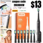Electric Toothbrush for Adults – Ultrasonic Electric Toothbrushes with 8 Brush Heads, ADA Accepted Power Rechargeable Toothbrush with 5 Modes, Smart Timer