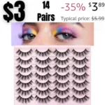 Eyelashes Fluffy Faux Mink Lashes Natural Look, 14 Pairs Pack Reusable