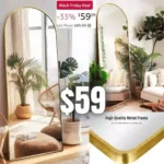 Floor Mirror, Full Length Mirror with Stand, Arched Wall Mirror