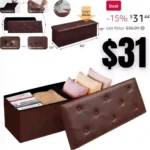 Folding Storage Ottoman, Bedroom Storage Bench, Versatile Footrest Footstool Chest for Living Room, Utility Room, Hallway