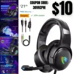 Gaming Headset for PS4 PS5 Xbox Series XS Xbox One PC Gaming Headphones for Nintendo Switch with Stereo Surround Sound RGB Light