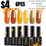 Gel Nail Polish Set, 6 Fall Gel Nail Polish Colors Gold Yellow Orange Gel Nail Polish Autumn Gel Polish Glitter Halloween Pumpkin Nail Polish Gel Starter Kit