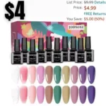 Gel Nail Polish Set with 10 Colors Red Pink Purple Mix Pigments No Wipe Gel Polish Kit Spring Summer Nail Gel Polish Beautiful Gifts for Women and Girls