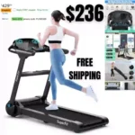 Goplus Folding Treadmill, Superfit Electric Portable Treadmill with Blue Tooth Speaker