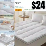 HomeMate Mattress Topper Queen – Cooling Pillow Top Pad Cover for Hot Sleepers Extra Thick Plush Bed Down Alternative Overfilled Soft Protector Back Pain