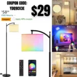 Jeagop Floor Lamp for Living Room, Smart RGB Floor Lamps Works with Remote