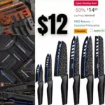 Knife Set, 12 Pcs Colorful Geometric Pattern Kitchen Knife Set, 6 Stainless Steel