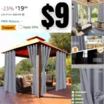 Outdoor Curtains for Patio Waterproof – Light Blocking Weather Resistant Privacy Grommet Blackout Curtains for Gazebo