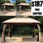Outdoor Gazebo – Patio Gazebos with Mosquito Netting and Double Roof for Backyard, Garden or Lawn