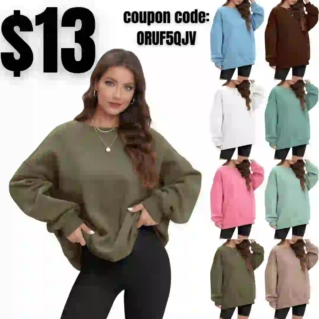 Oversized Sweatshirt for Women Crewneck Fleece Long Sleeve Pullover Hoodies Tops Fall Fashion Outfits