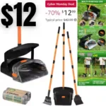 Pooper Scooper for Large Dogs Heavy Duty Swivel Bin & Rake & Spade with Long Handle for Medium Small Dogs to Clean Pet Waste, Dog Poop Trash Can for Outdoor Yard with 40 Waste Bags