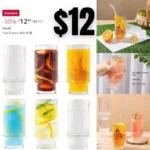 Ribbed Glassware Vintage Drinking Glasses with Straws Set of 6,Clear Fluted Ripple Glass Cups 12oz,Ribbed Iced Coffee Cups