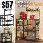 Rolanstar Baker’s Rack with Power Outlet, Coffee Bar with Pull Basket, 6-Tier Kitchen Storage Rack with 13 Hooks