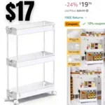 Rolling Storage Cart, Laundry Room Organization, 3 Tier Mobile Shelving Unit Bathroom Organizer Utility Cart for Kitchen