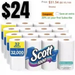 Scott 1000 Toilet Paper, 32 Rolls, Septic-Safe