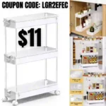Slim Rolling Storage Cart, Laundry Room Organization, 3 Tier Mobile Shelving Unit Bathroom Organizer Utility Cart for Kitchen, Narrow Places