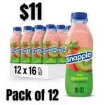 Snapple Kiwi Strawberry Juice Drink, 16 fl oz recycled plastic bottle, Pack of 12
