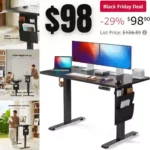 Standing Desk Adjustable Height, 48×24 Inch Electric Standing Desk with Storage Bag, Stand up Desk for Home Office Computer Desk Memory Preset with Headphone Hook