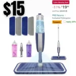 Wet Dust Mops for Hardwood Floor Cleaning – MEXERRIS Microfiber Spray Mops with 4X Reusable Washable Pads 2X Bottles