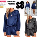 Womens Silk Satin Pajamas Set Summer Soft Two Piece Pjs Silky Sleepwear Loungewear Set