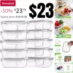 10 Pack Glass Meal Prep Containers 2 Compartment, Glass Food Storage Containers with Lids, Airtight Glass Lunch Bento Boxes