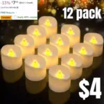 12 Pack Flameless Candles, Battery Operated Candles, Tea Lights for Votive, Flickering Fake Candles