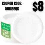 125PCS ECORIGIN 100% Compostable 6.75 Inch Plates, Heavy-Duty Plate, Eco-Friendly Disposable White Bagasse Plate